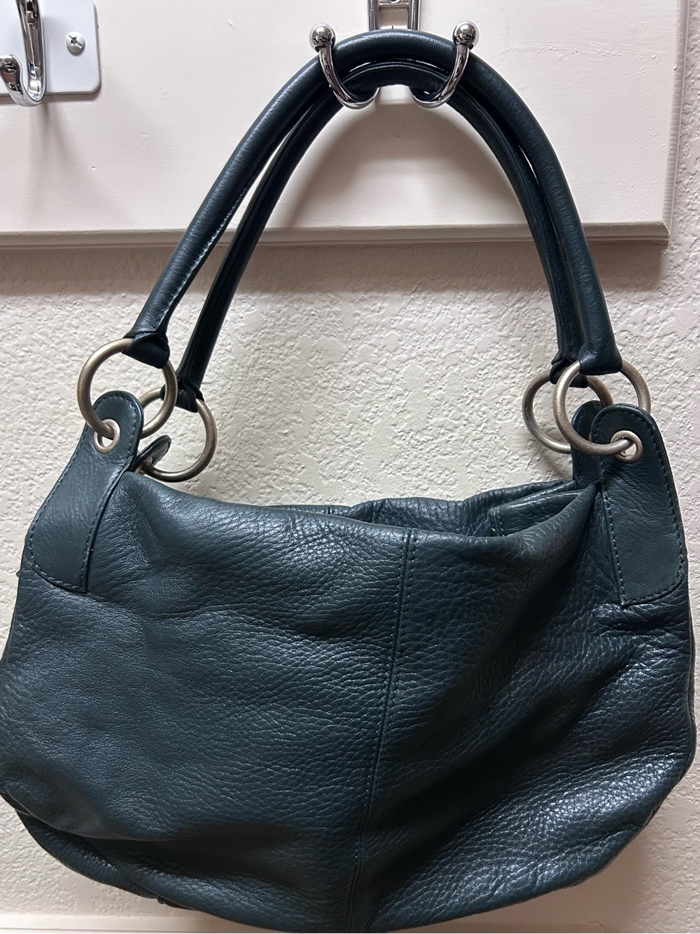 Leather Hobo Shoulder Bag in green